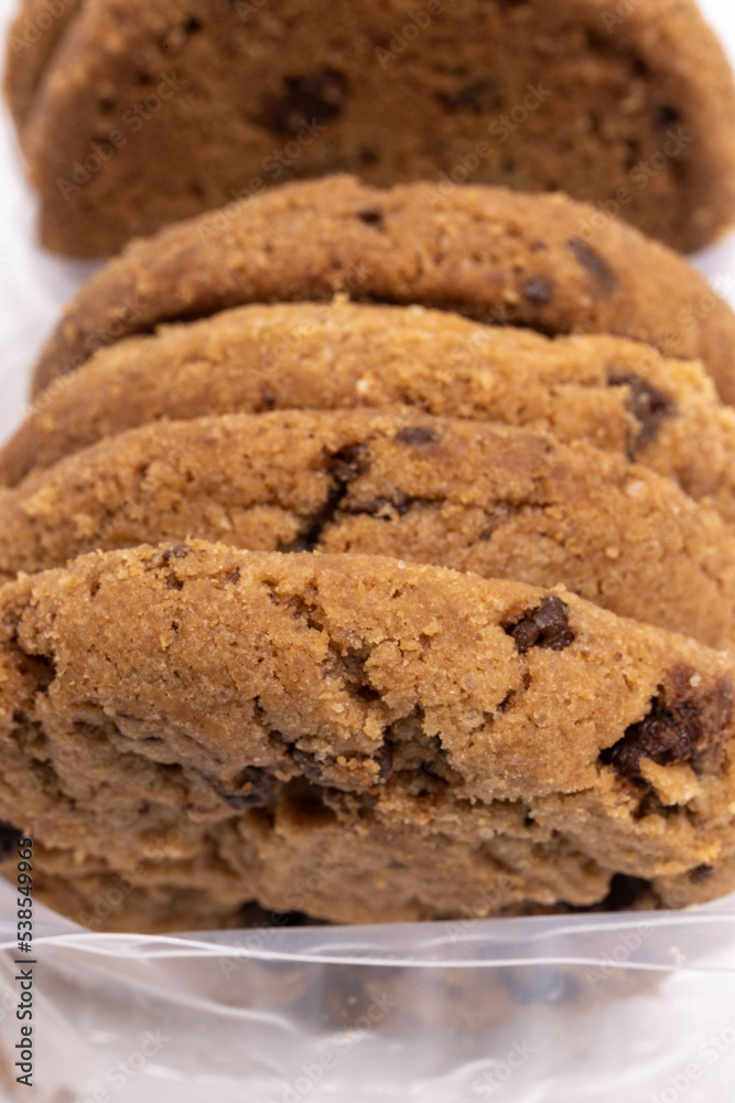 Chocolate chip cookies isolated on white background, Homemad cookies close up. High quality photo Chocolate chip cookies isolated on white background, Homemad cookies close up. High quality photo