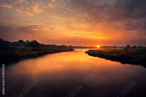 A beautiful and tranquil sunset over a river.  © DW