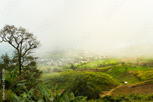 The atmosphere on the mountain in the morning with beautiful cloud