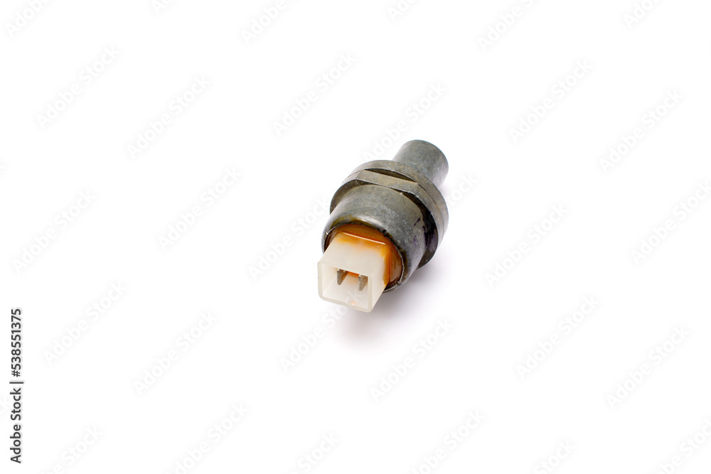 Car wheel speed sensor isolated on while background. new spare parts. Car wheel speed sensor isolated on while background. new spare parts.