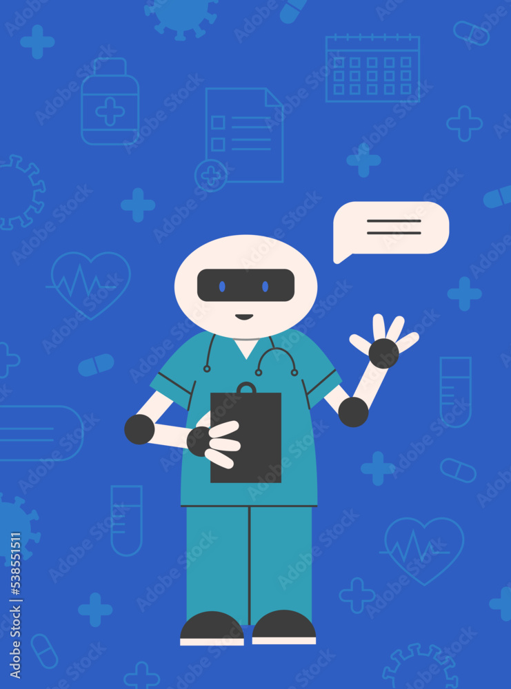 Medical chat bot template on color background Medical chat bot template on color background