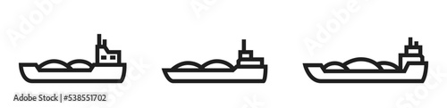 barge line icon set. river cargo vessel symbols. isolated vector images