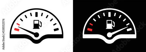 Gas tank fuel gauge vector icon illustration.