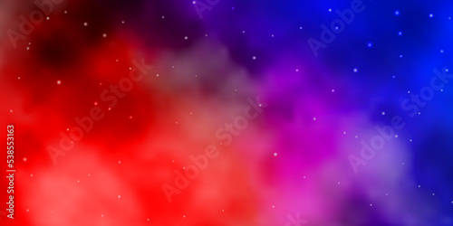 Light Blue, Red vector template with neon stars.