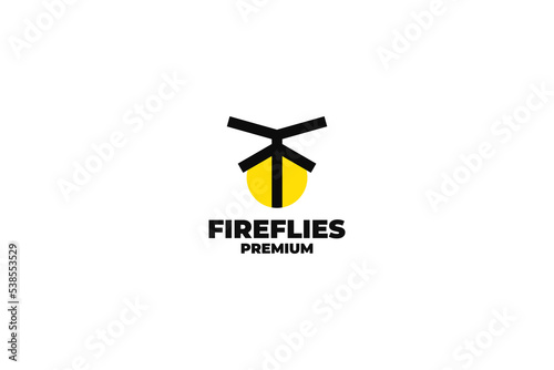 Flat fireflies inscet logo design vector template illustration