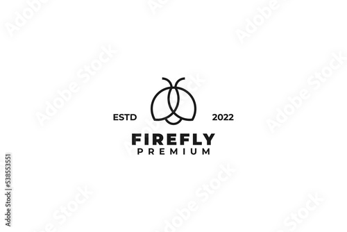 Flat fireflies inscet logo design vector template illustration