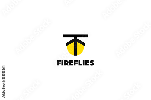 Flat fireflies inscet logo design vector template illustration photo