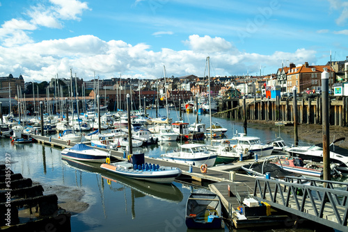 The marina in the seaside town of Scarborough  North Yorkshire on a bright and sunny day