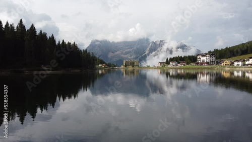 Misurina Lake, or Lago di Misurina in Dolomites, Belluno Veneto Italy photo