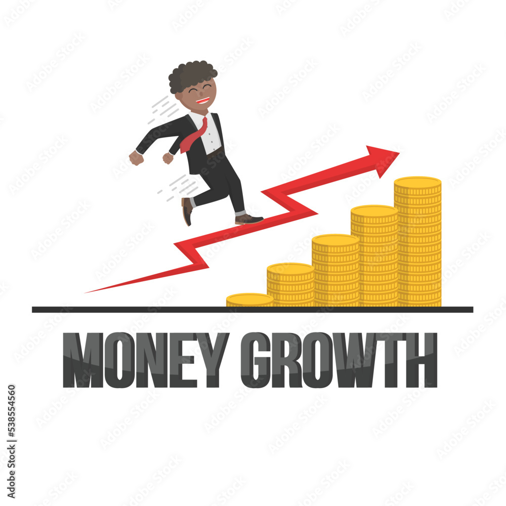 business african money growth design character with text business african money growth design character with text