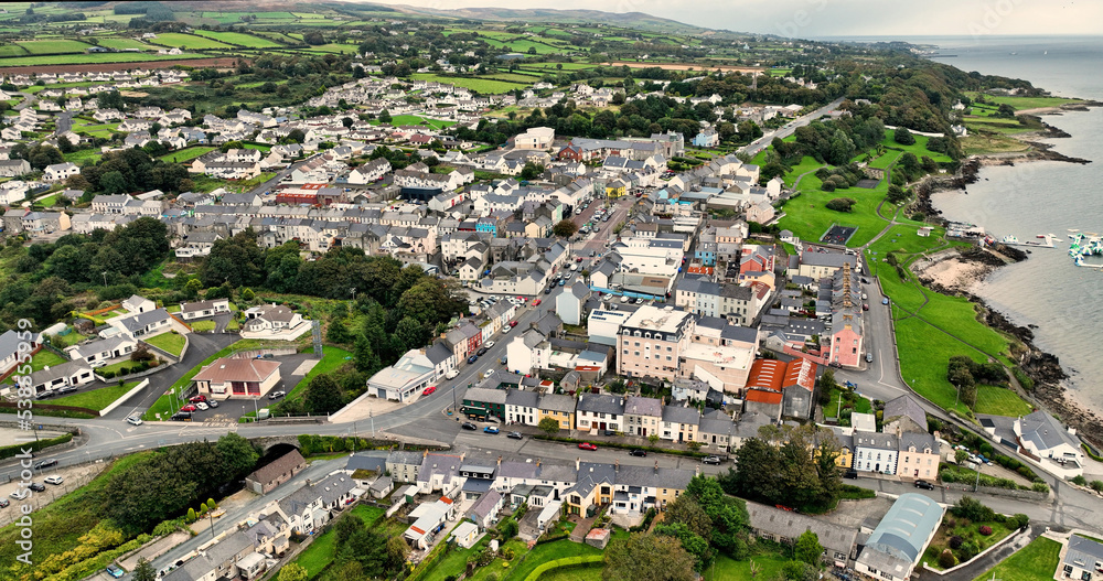 Aerial Photo of Moville Town on the Wild Atlantic Way Donegal Coast Ireland
