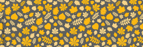 Seamless pattern with leaves. Autumn background. Panoramic header. Vector