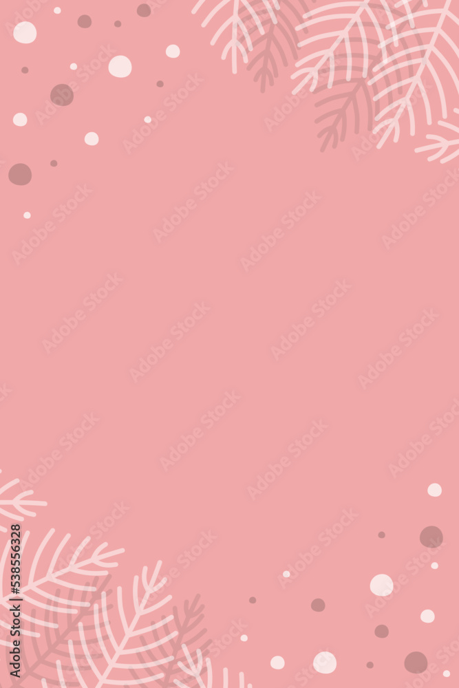 Hand drawn decorations. Christmas branches background with copyspace. Vector illustration