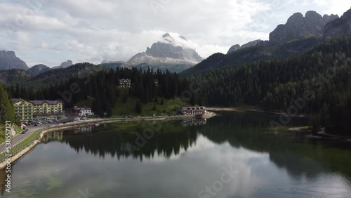 Misurina Lake, or Lago di Misurina in Dolomites, Belluno Veneto Italy
