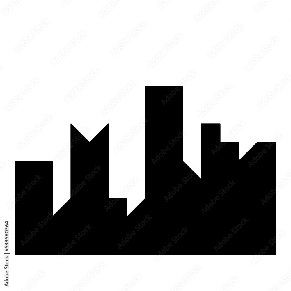 city ​​building view in silhouette style