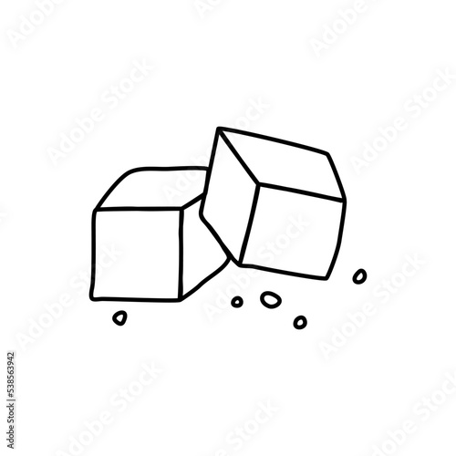 Brown sugar cubs, doodle style flat vector outline for kids coloring book