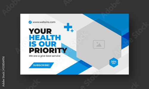 video thumbnail for live stream medical healthcare web promotion banner template. video cover photo for business workshop hospital healthcare clinic services web banner template. 