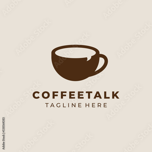 coffee shop logo with cup and speech bubble