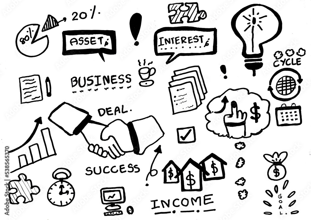 Business icon form Hand drawing with black ink Business icon form Hand drawing with black ink