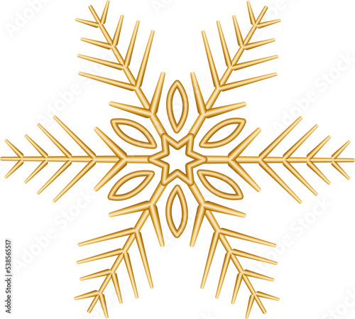 3D realistic Chiristmas ornament golden snow flake
