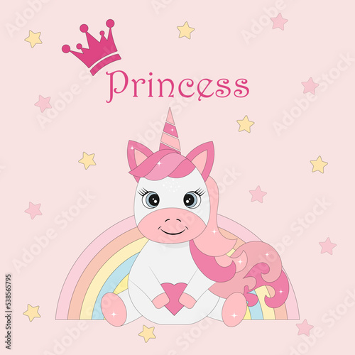 Baby unicorn princess with crown.