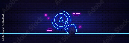 Neon light glow effect. Ab testing line icon. Ui test button sign. 3d line neon glow icon. Brick wall banner. Ab testing outline. Vector