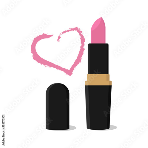 Open pink lipstick flat illustration