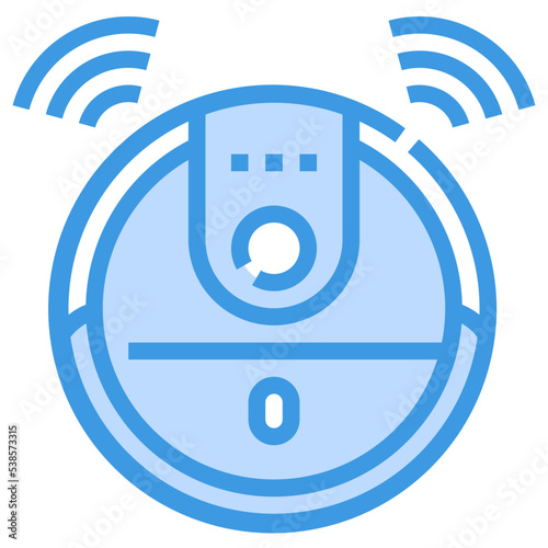 vacuum cleaner blue outline icon