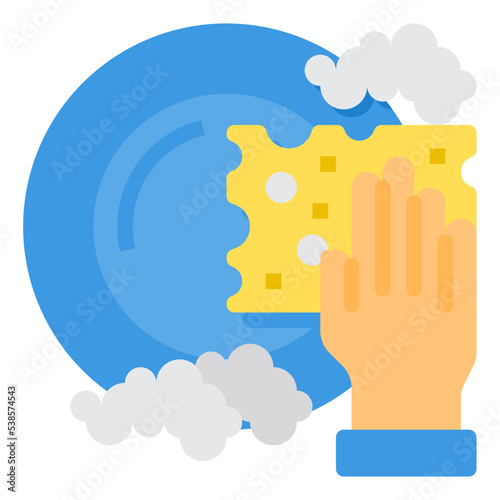 washing plates flat icon