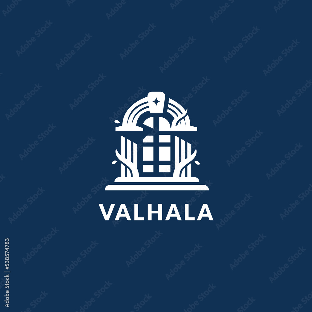 valhala gate minimalist flat logo concept for museum or architecture company