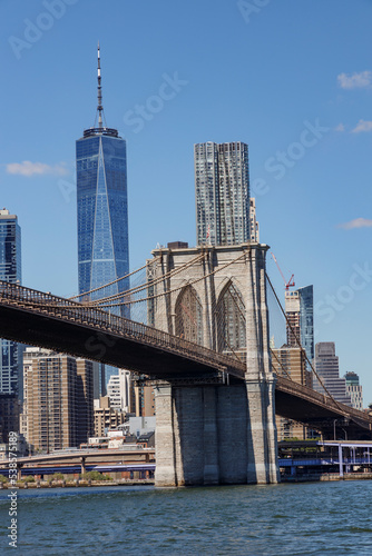 bridge and skyscrapers