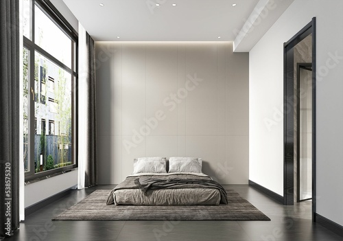 Interior of a minimalistic bedroom