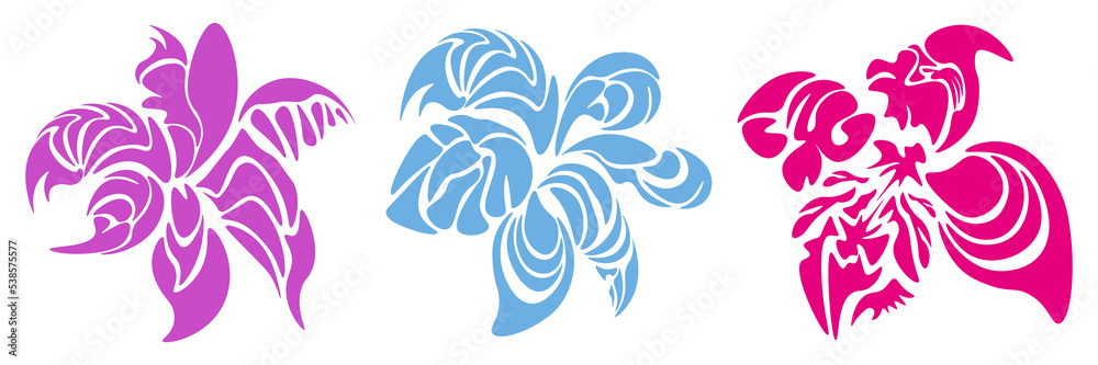 Collection of various abstract flowers. Hand drawn modern Vector set. Colorful trendy illustration. Floral design templates. All elements are isolated. Can be used as stencil or sticker. Collection of various abstract flowers. Hand drawn modern Vector set. Colorful trendy illustration. Floral design templates. All elements are isolated. Can be used as stencil or sticker.