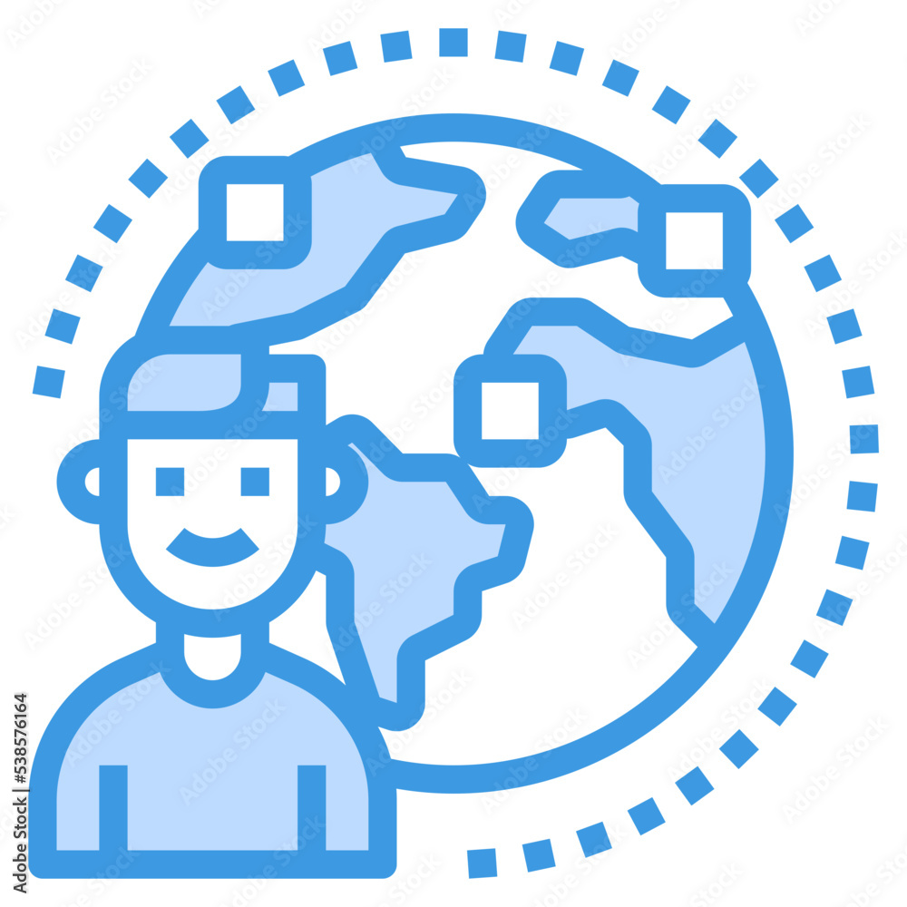 Network blue outline icon