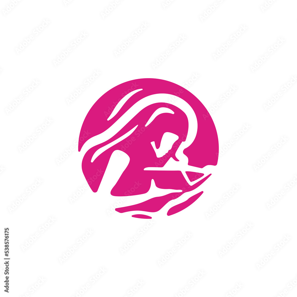 simple and clean musical woman with pink color for feminism logo design inspiration simple and clean musical woman with pink color for feminism logo design inspiration
