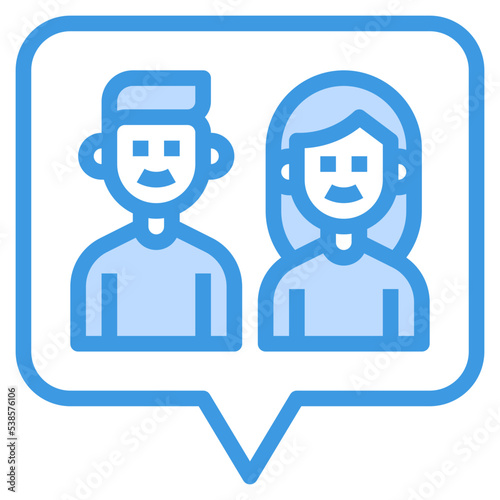 Chat blue outline icon