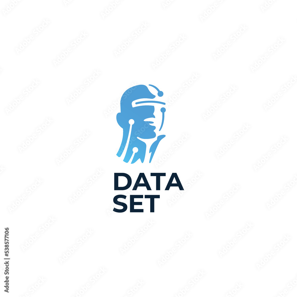 blue clean and simple data set logo with artificial intelegent symbol for big data company blue clean and simple data set logo with artificial intelegent symbol for big data company
