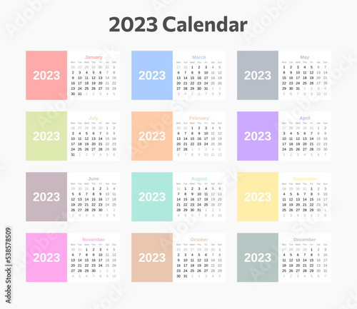 Modern and minimalist 2023 calendar. 2023 calendar template with modern style. 2023 calendar template with minimalist style