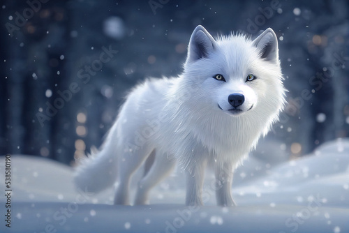 White Wolf in Winter Snow  Christmas made with AI  Artificial Intelligence