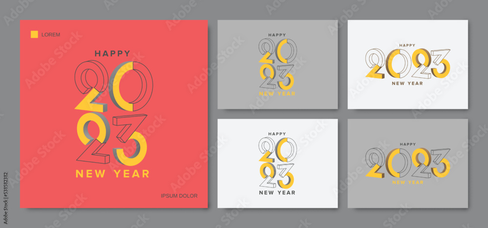 2023 new year design template. Creative concept of 2023 new year with trendy and modern design for greeting card, banner, template, poster, flyer, cover and media post