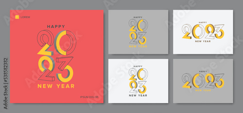 2023 new year design template. Creative concept of 2023 new year with trendy and modern design for greeting card, banner, template, poster, flyer, cover and media post