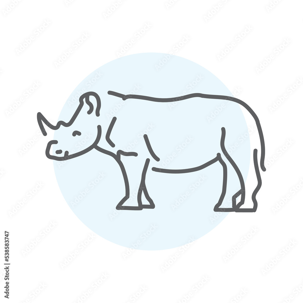 Fototapeta premium Rhinoceros color line illustration. . Animals of Australia