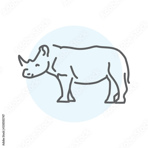 Rhinoceros color line illustration. . Animals of Australia
