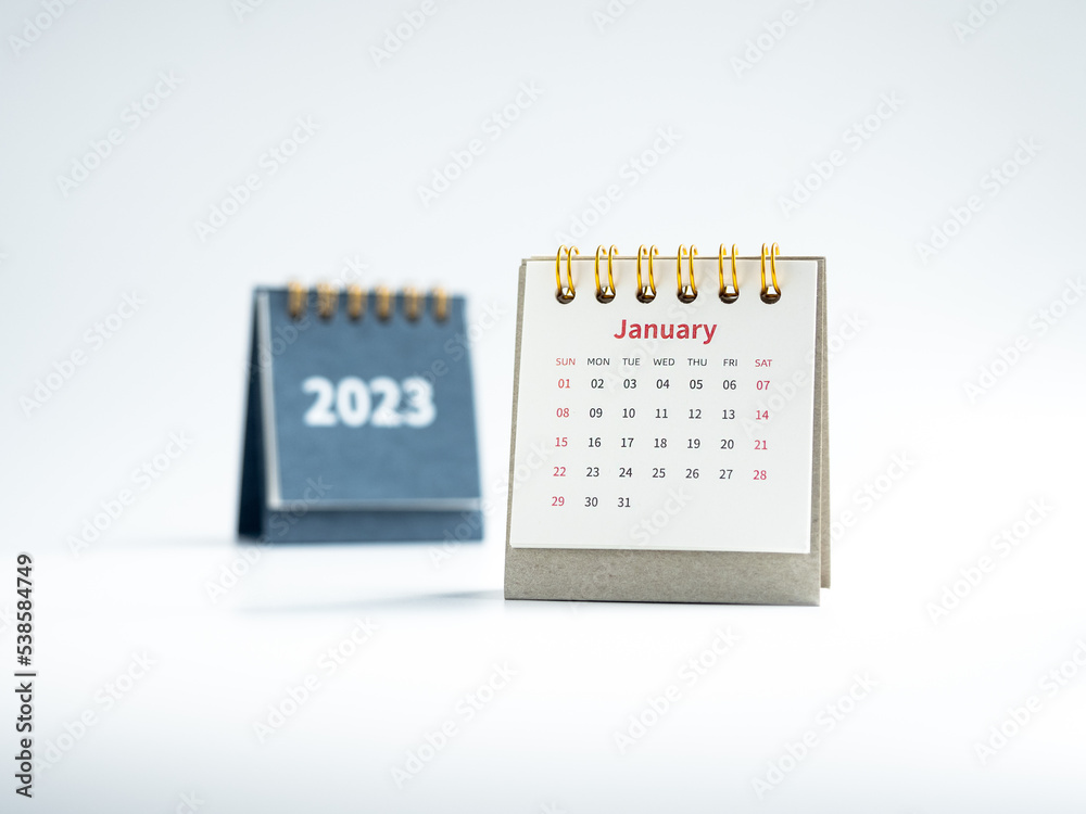 January 2023 calendar desk for the organizer to plan and reminder on
