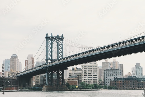 Fototapeta Naklejka Na Ścianę i Meble -  Manhattan Bridge in New York, View of the Brooklyn Bridge with lower Manhattan in the distance. USA