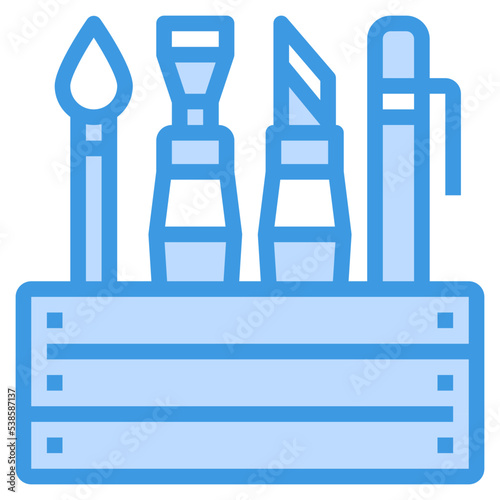 artist tools blue outline icon