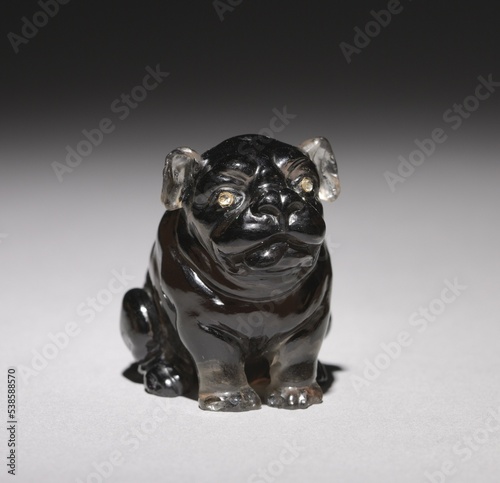 Decorative bulldog figurine. Bulldog. Amethystine quartz  diamonds. 