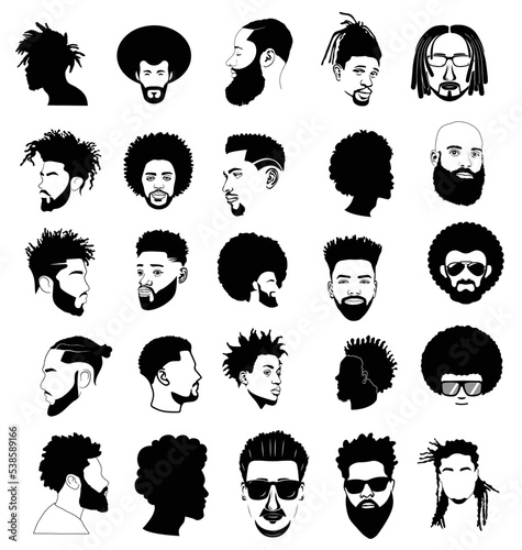 African Men Vector, Afro Men SVG, Black Man Vector, African American Cutting File SET 01