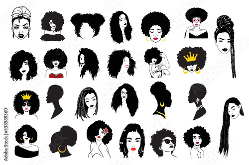 African Women Vector, Afro Queen SVG, Afro Woman SVG Bundle, African American svg, Afro Lady Vector, African Girl Cut File Set 02
