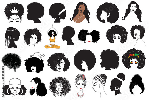 African Women Vector, Afro Queen SVG, Afro Woman SVG Bundle, African American svg, Afro Lady Vector, African Girl Cut File Set 08